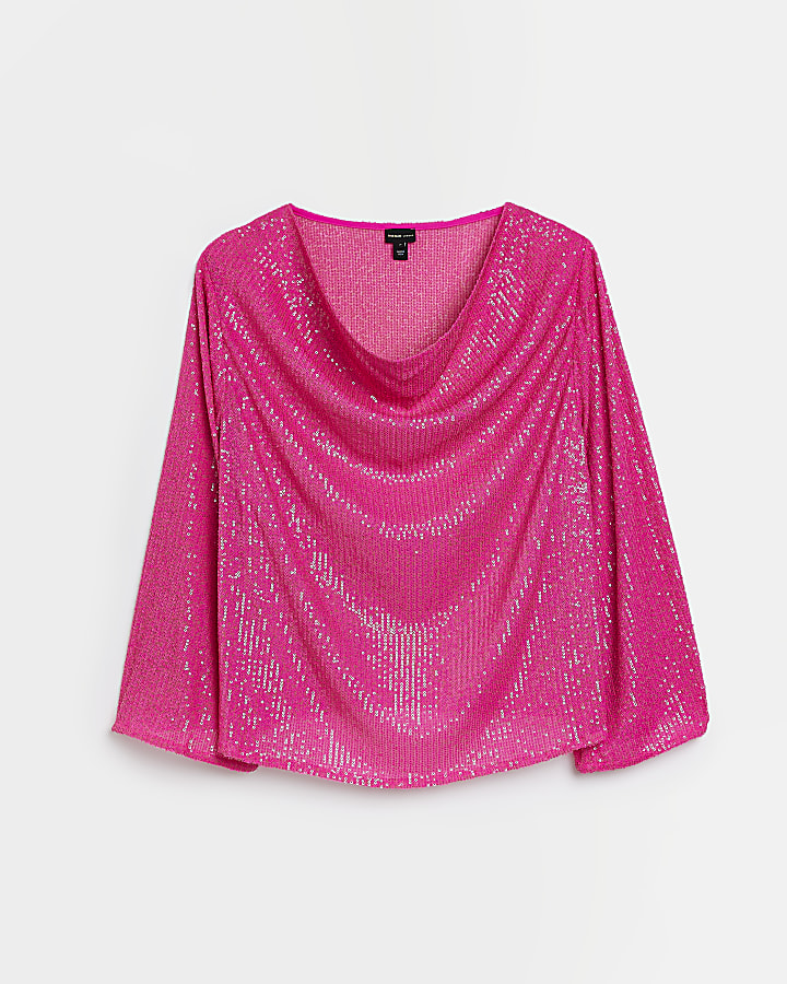 Plus pink sequin blouse