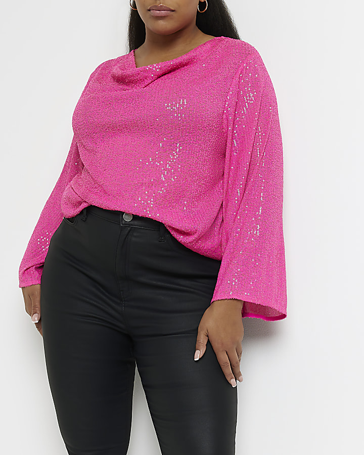 Pink shop sequin blouse