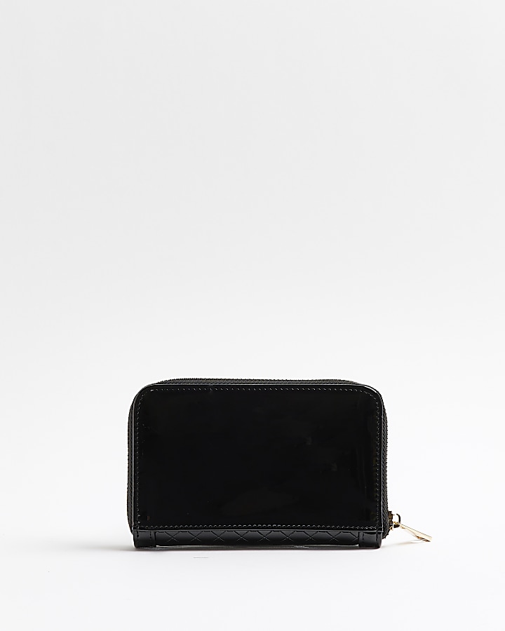 Black RI monogram embossed purse River Island