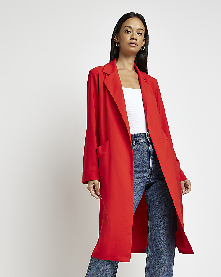 Red cheap duster coat