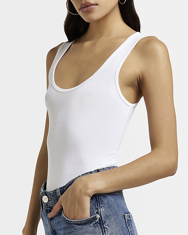 River island white vest sale