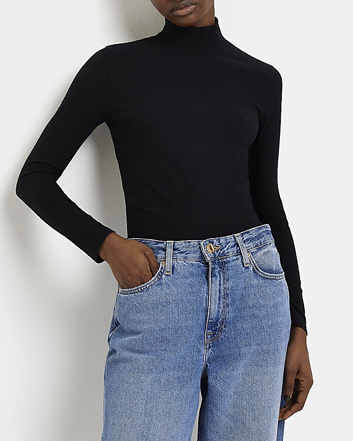 Long sleeve ribbed turtleneck sale