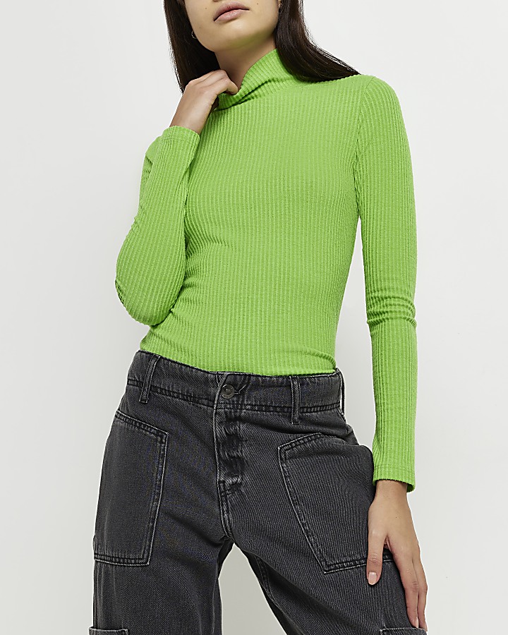 Green turtleneck outlet top