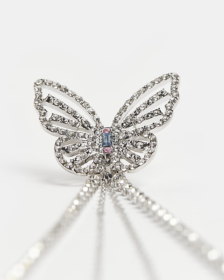 Silver butterfly drop earrings