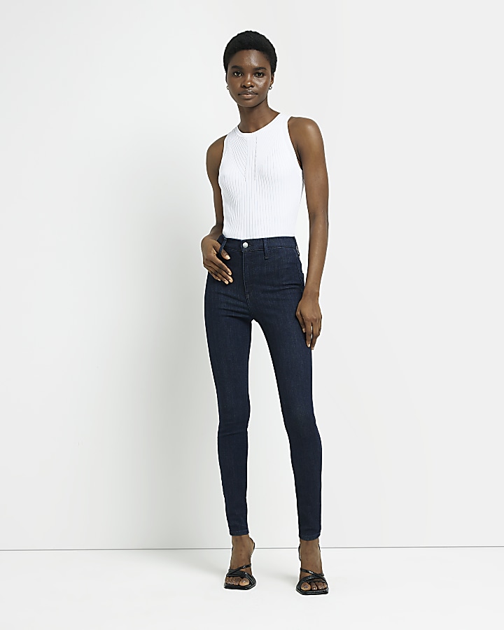 Blue high waisted super skinny jeans