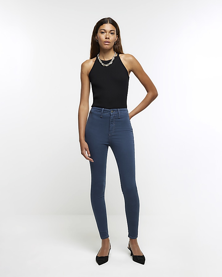 Grey High Waisted Skinny Fit Jeggings