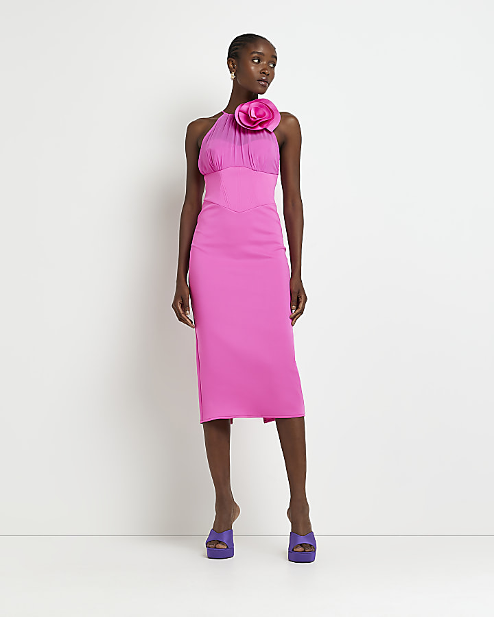 Hot pink best sale mesh dress