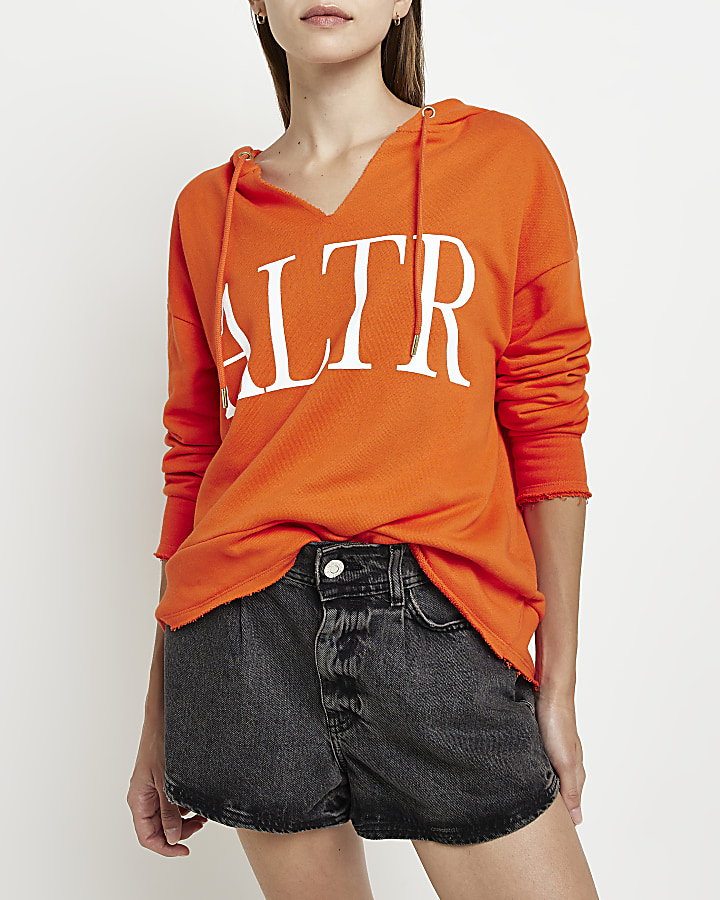 Orange graphic oversized hoodie