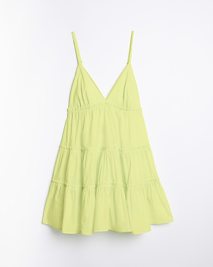 Lime frill tiered beach cami mini dress