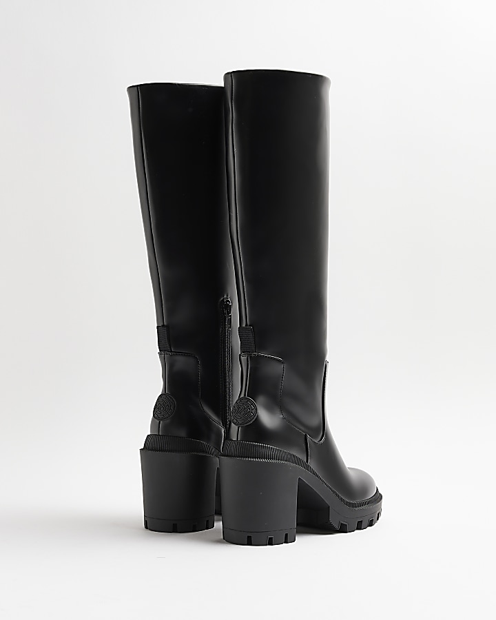 Black heeled knee high boots | River Island