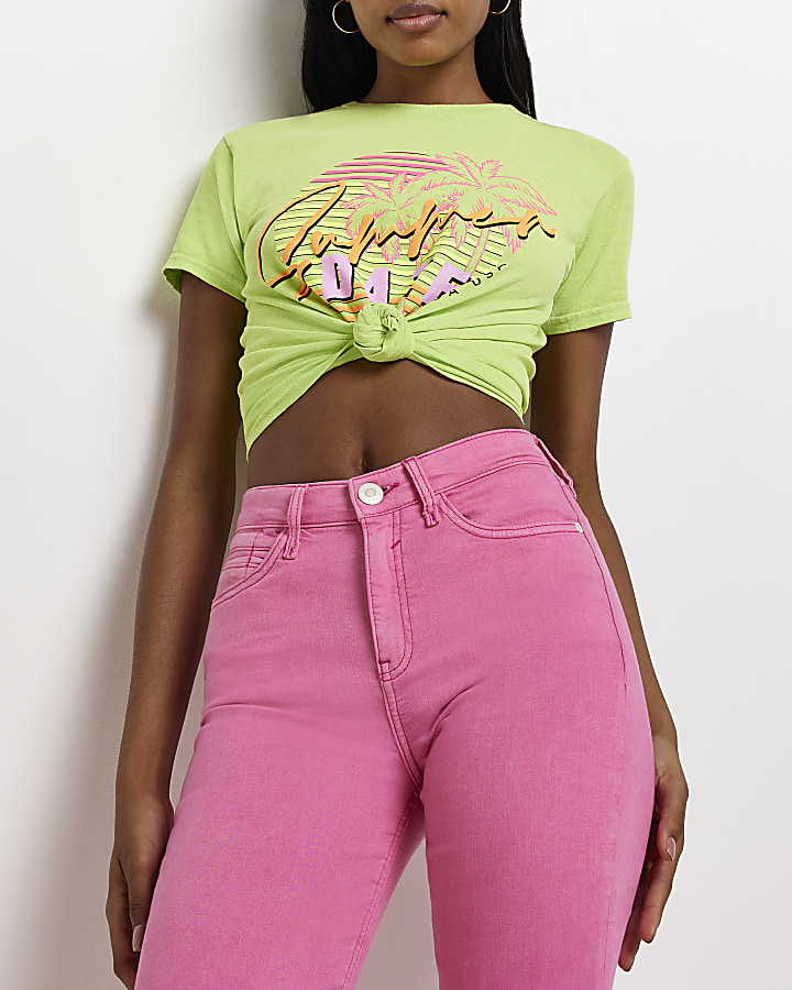 Lime green graphic knot t-shirt