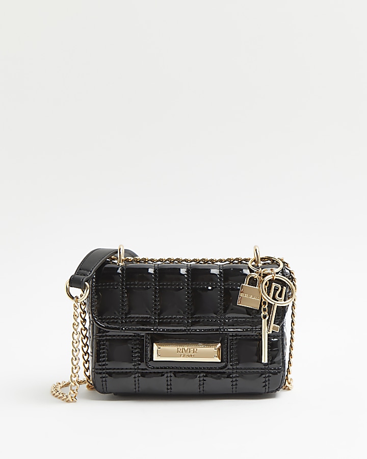 Black patent outlet river island bag