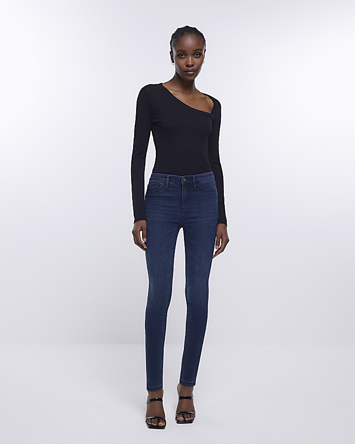 River Island Molly mid rise bum sculpt skinny jeans in black