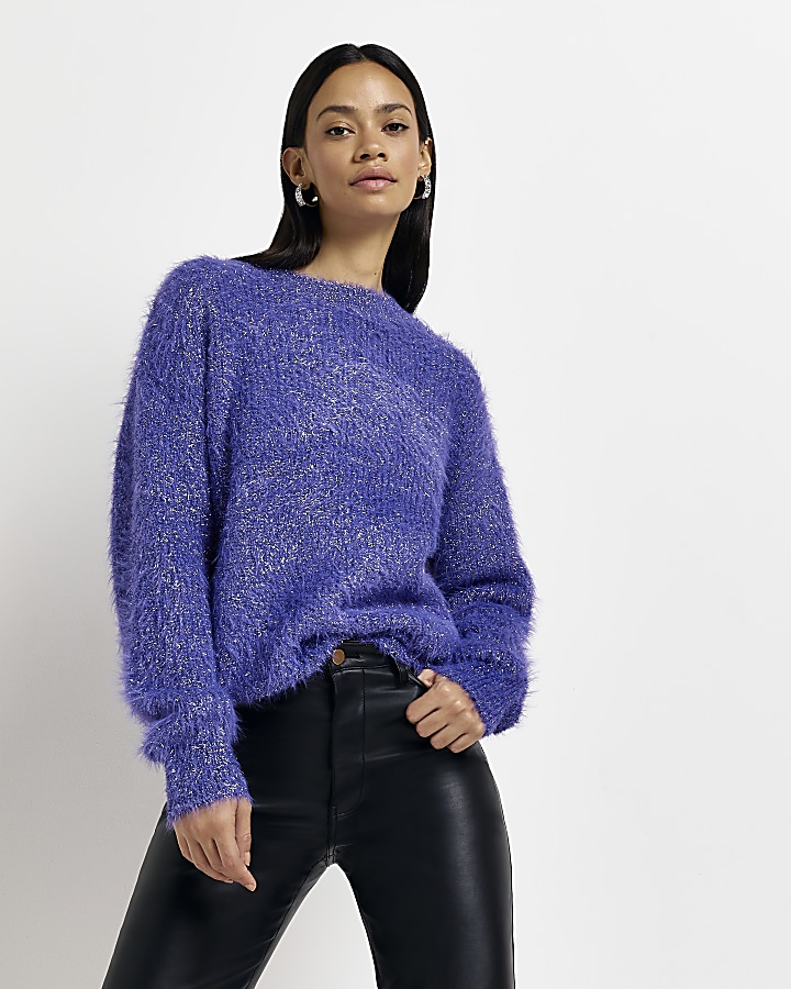 Purple fluffy tinsel jumper