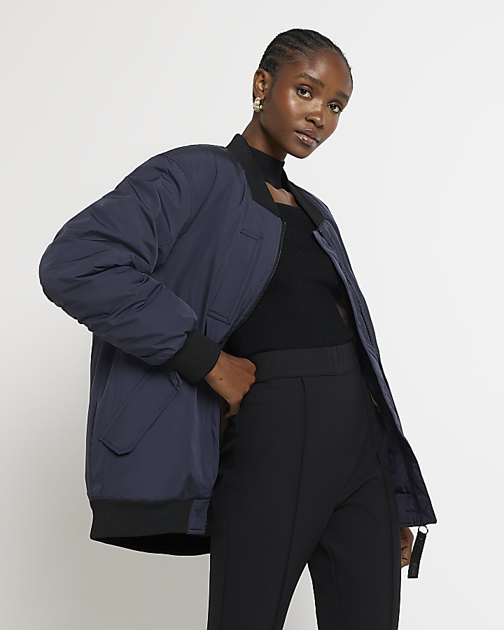 Navy oversized bomber jacket