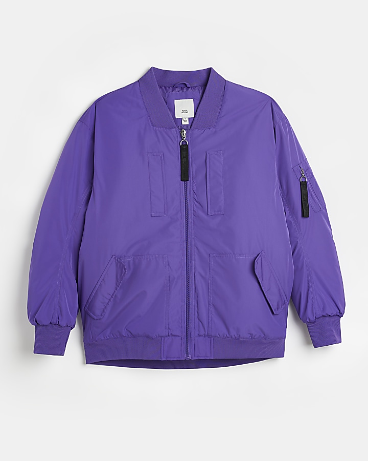 Purple oversized bomber jacket