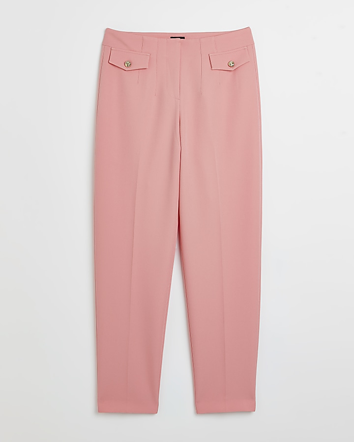 Pink mid rise cigarette trousers