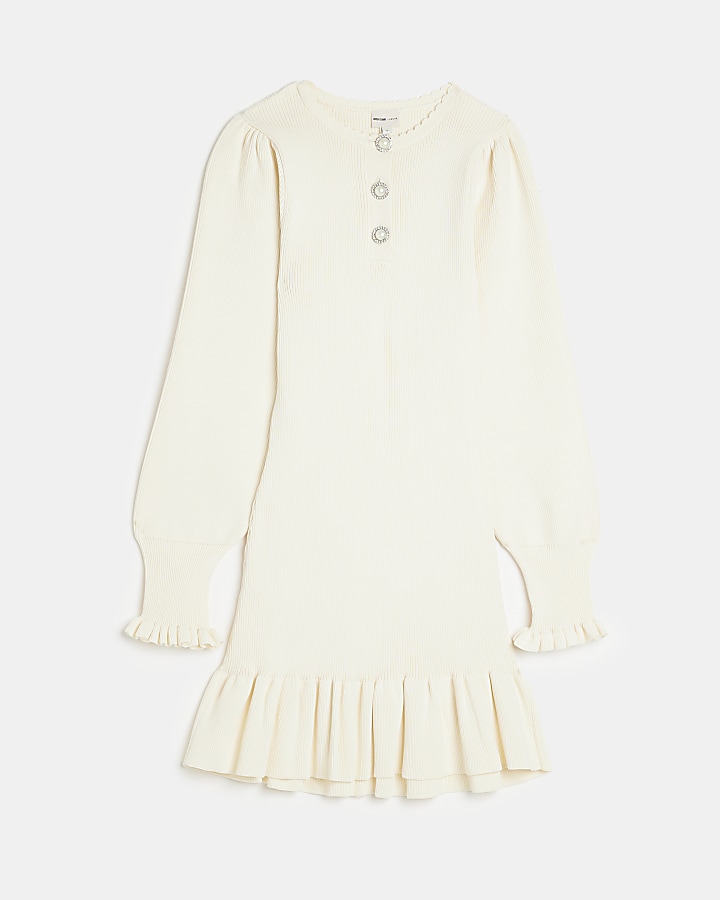Cream knit bodycon mini dress