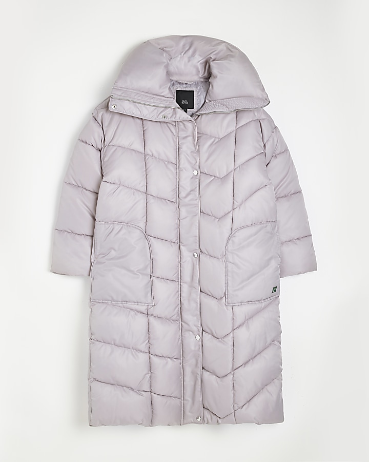 Grey padded longline coat