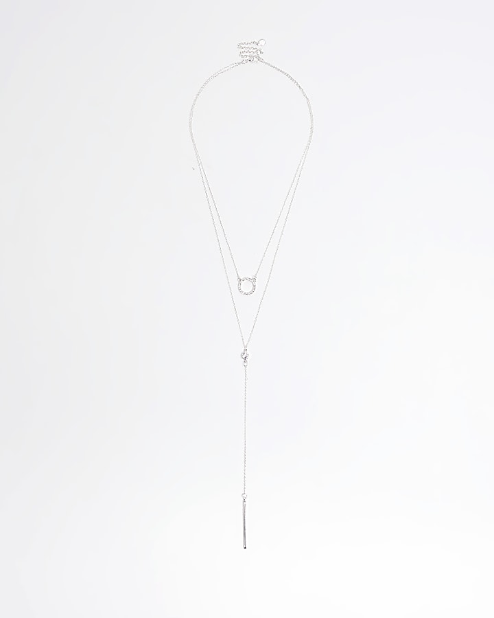 Silver Disc Multirow Necklace | River Island