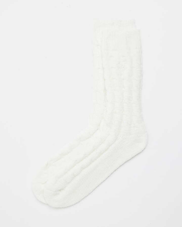 Cream chenille cosy socks