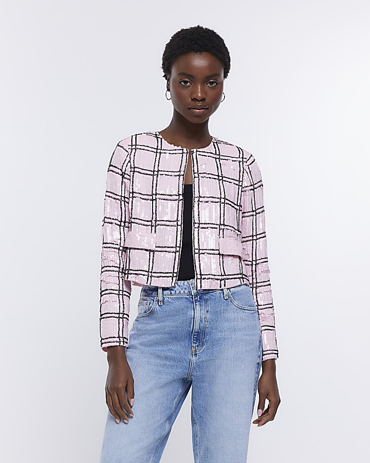 Pink 2024 checkered jacket