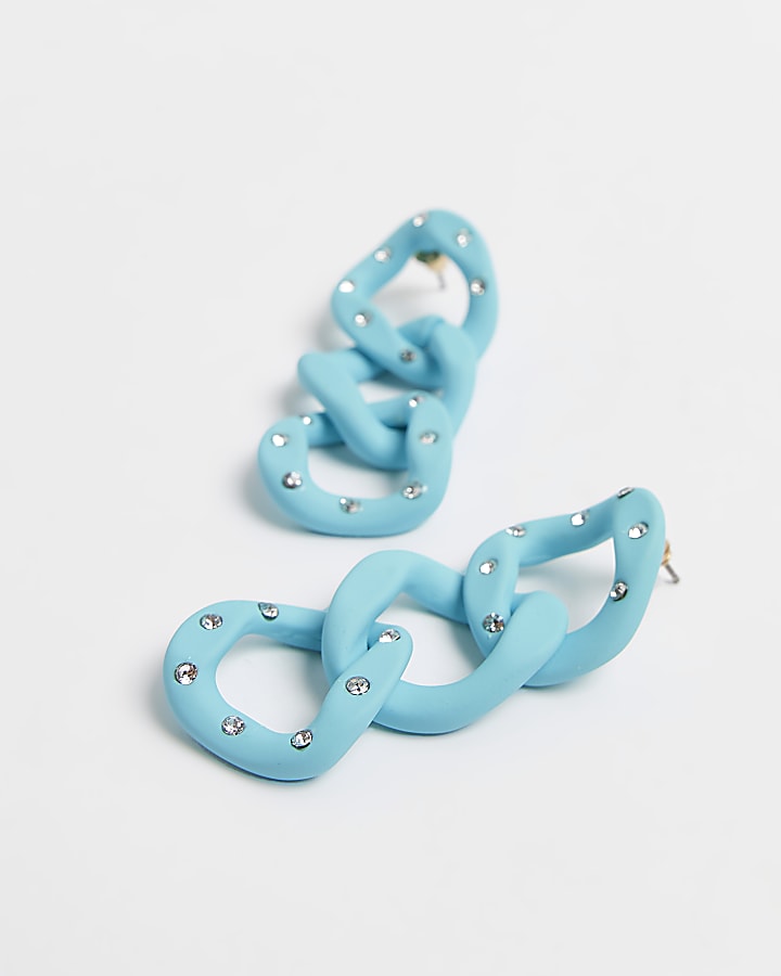 Blue chain drop earrings