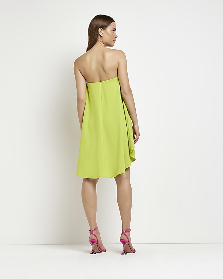 Lime green bandeau asymmetric mini dress