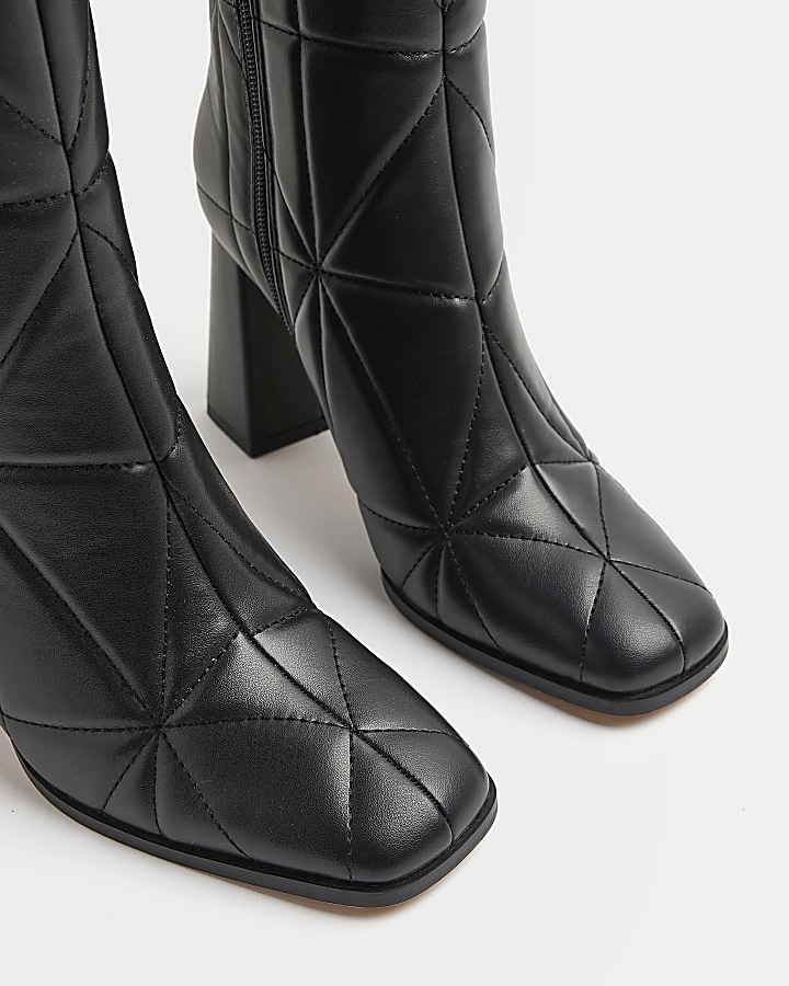 Black Padded High Leg heeled Boots
