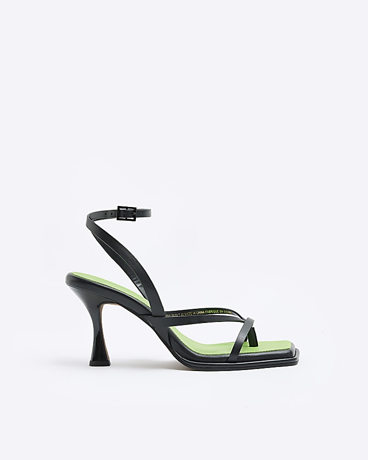 Black strappy store heels river island