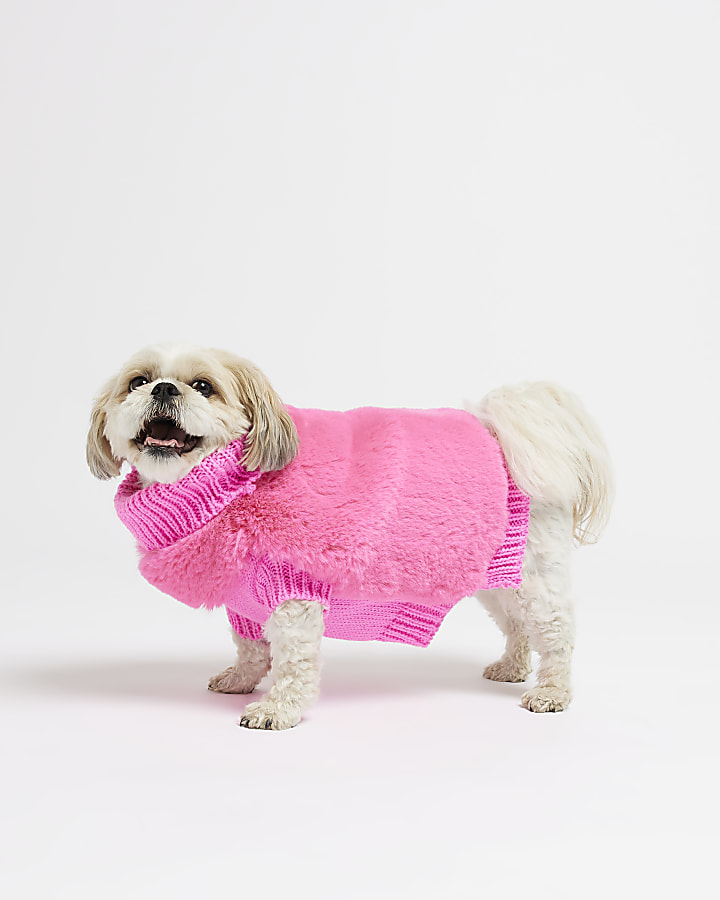 Pink RI dog fluffy jumper