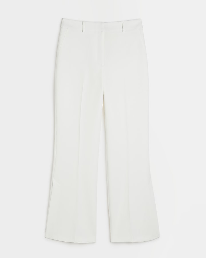 White Side Split Soft Flare Trouser | River Island