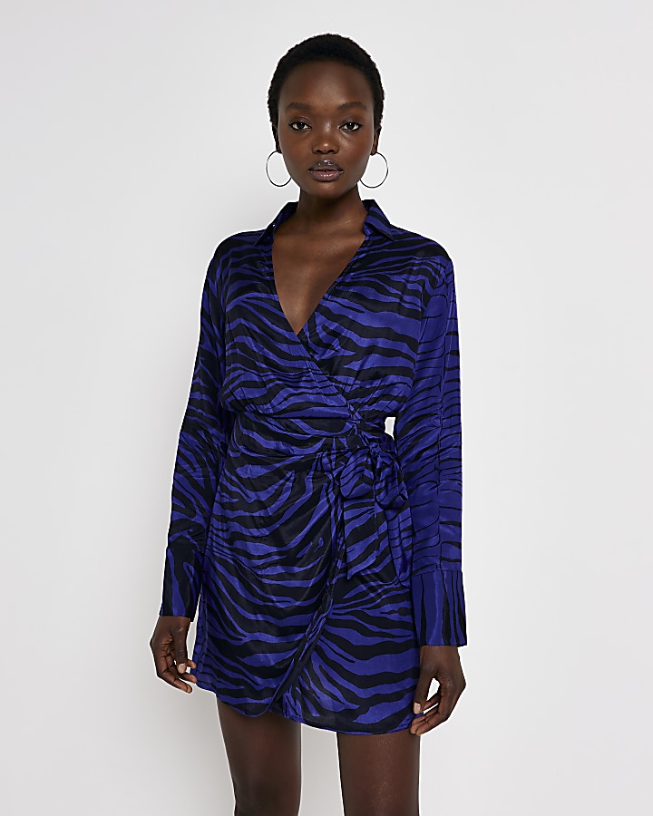 Zara animal cheap print wrap dress