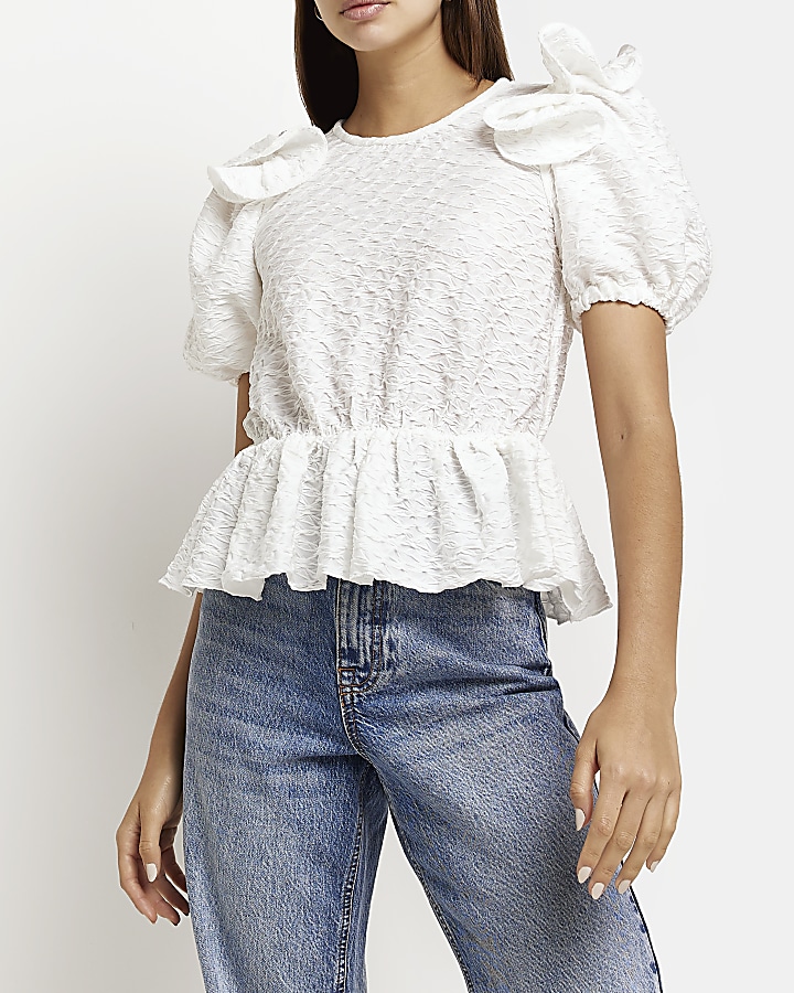 River island white store peplum top