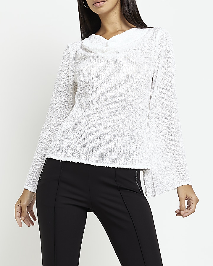 Long sleeve white sequin top sale