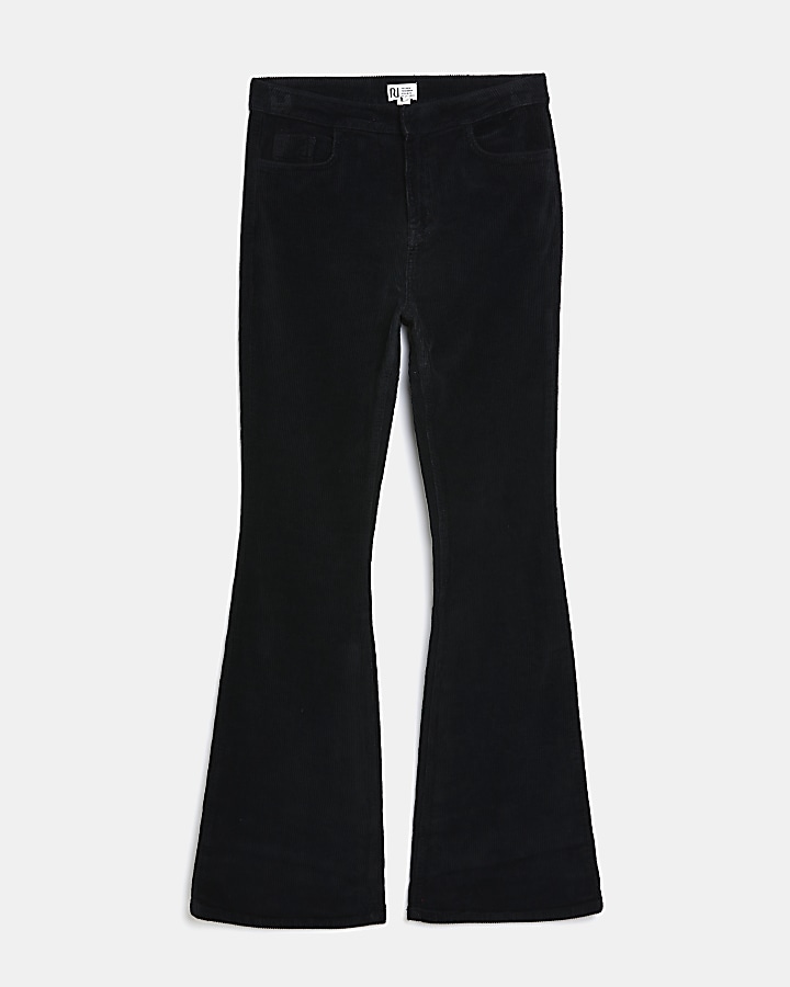 Black corduroy flared trousers