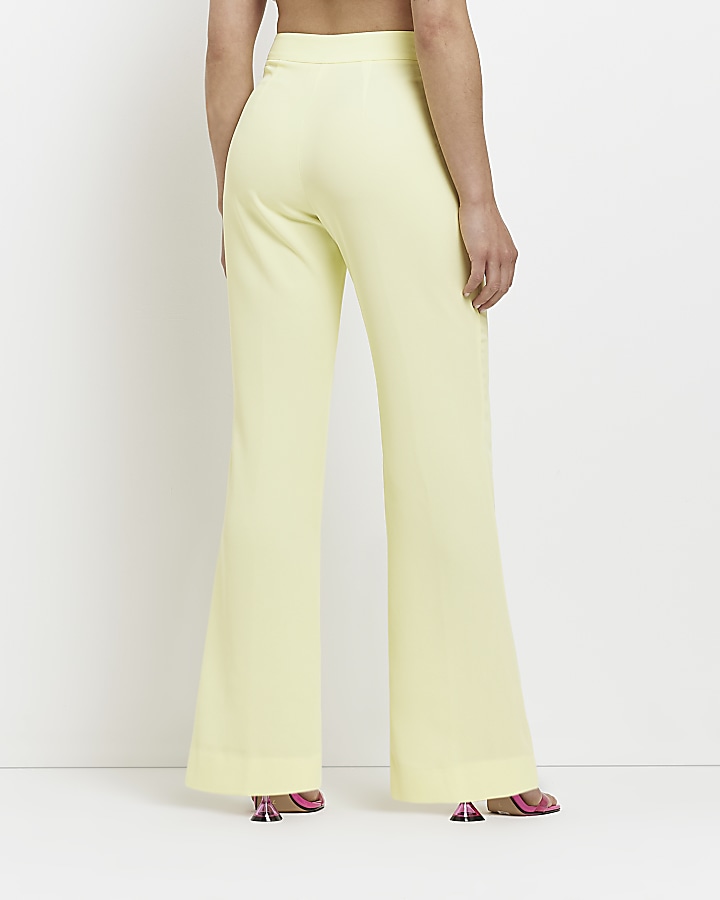 Petite yellow split flare trousers