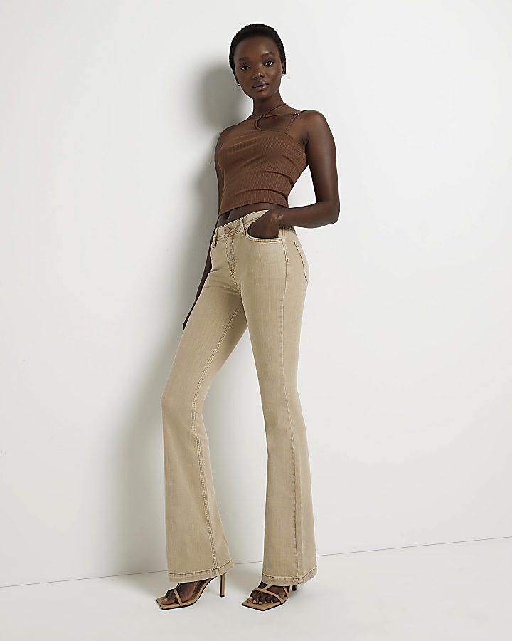 Flared jeans sale beige