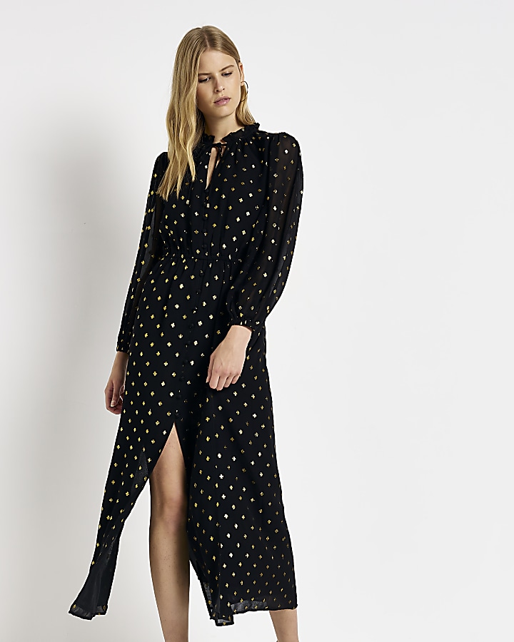 Navy spot cheap midi dress