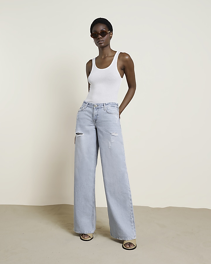 Low Rise Wide Leg Jeans