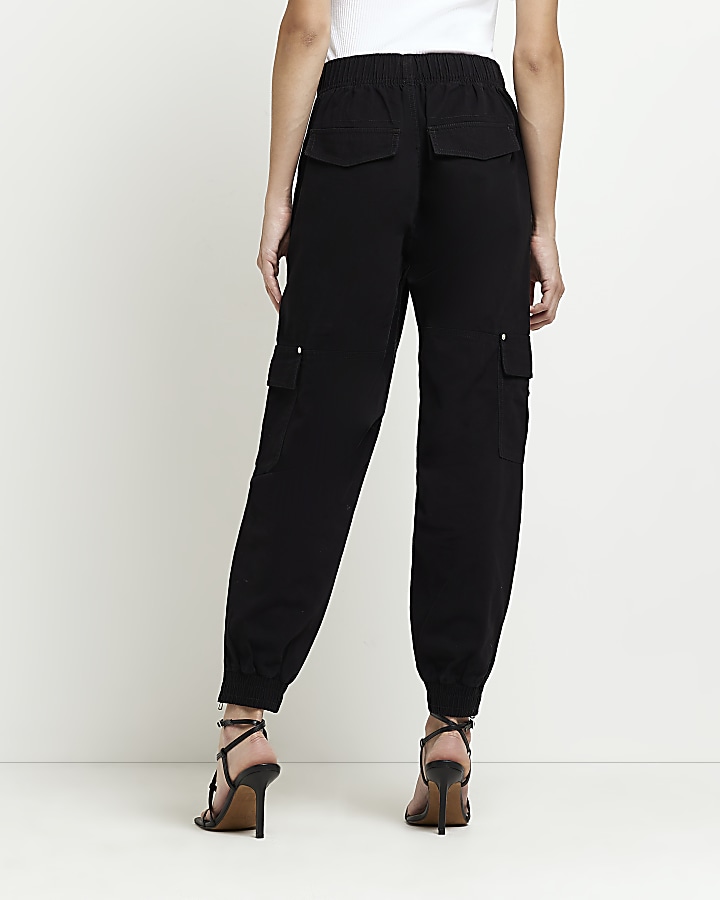 Black zip cargo trousers