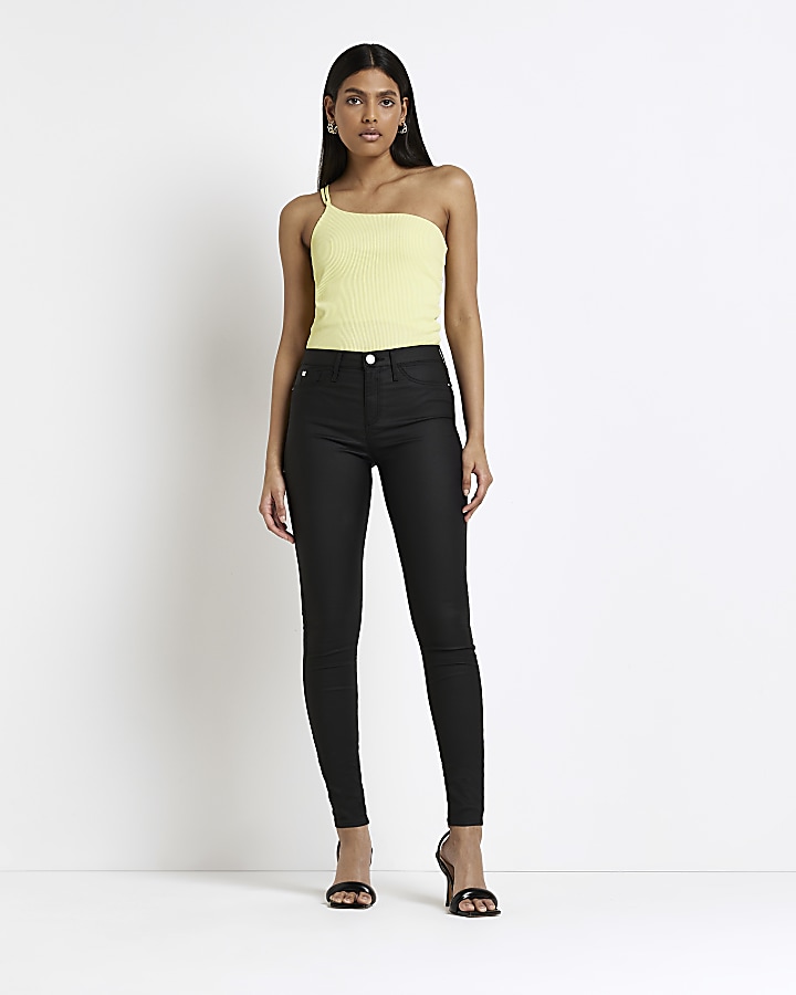 Tall black mid rise super skinny jeggings