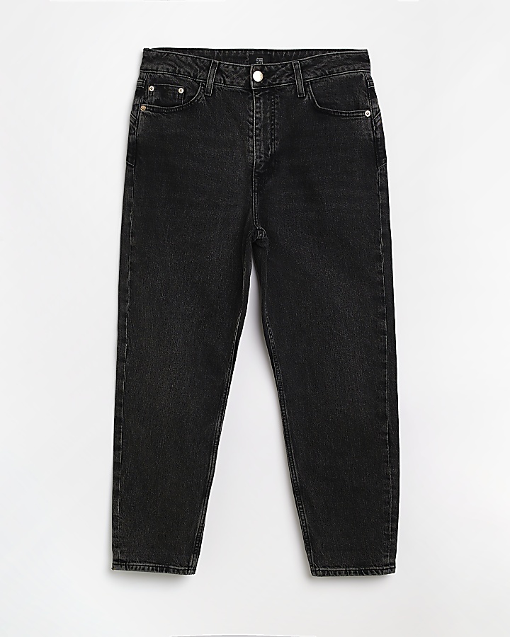 Petite black high waisted straight leg jeans