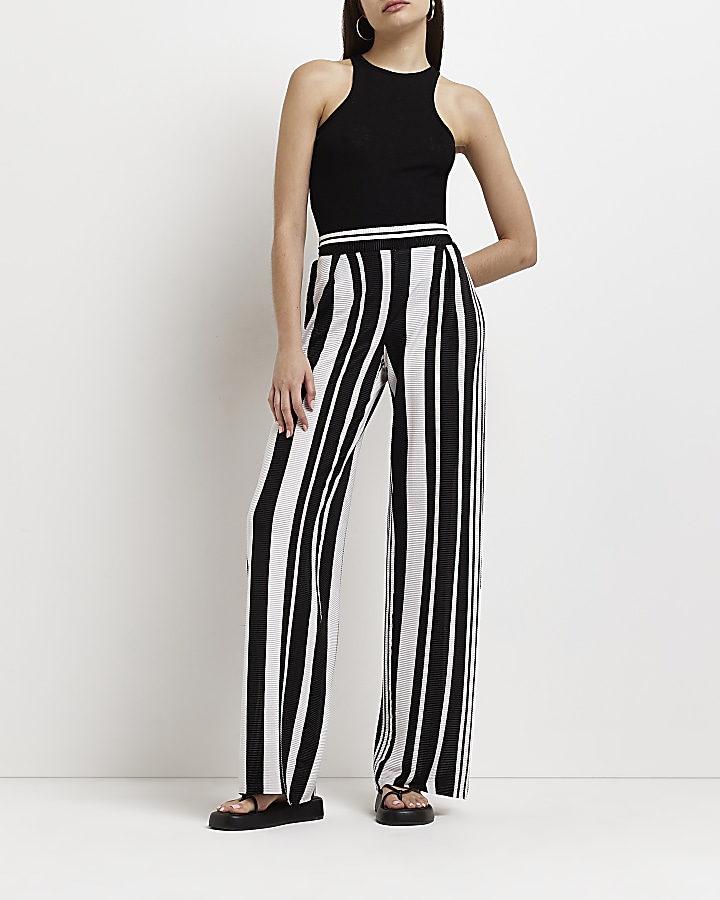 Shape Black Striped Wide Leg Trousers