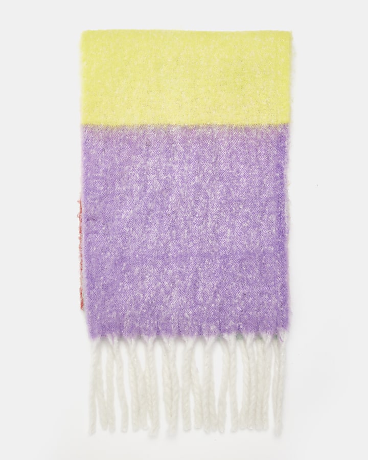 Purple stripe knit scarf