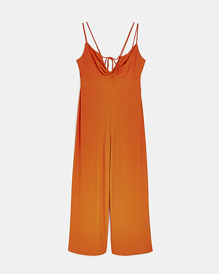 Orange cut out jumpsuit | River Island