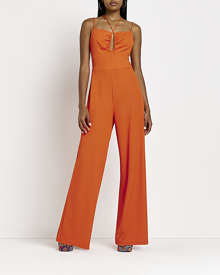 Orange cut out jumpsuit