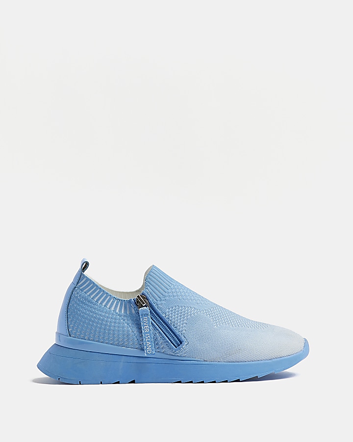 Blue knitted runner trainers