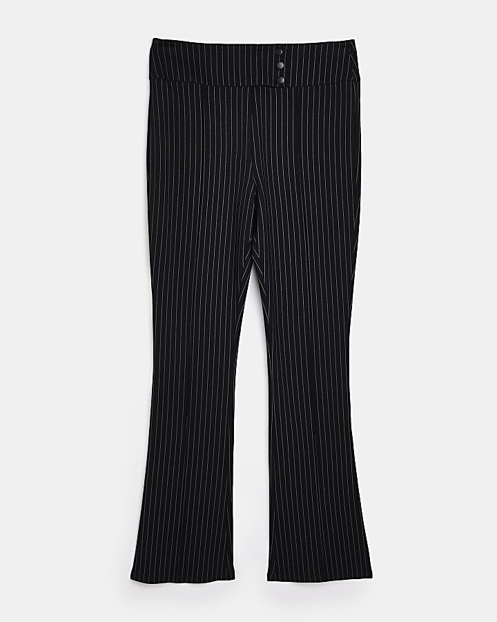 Navy ponte striped straight trousers | River Island