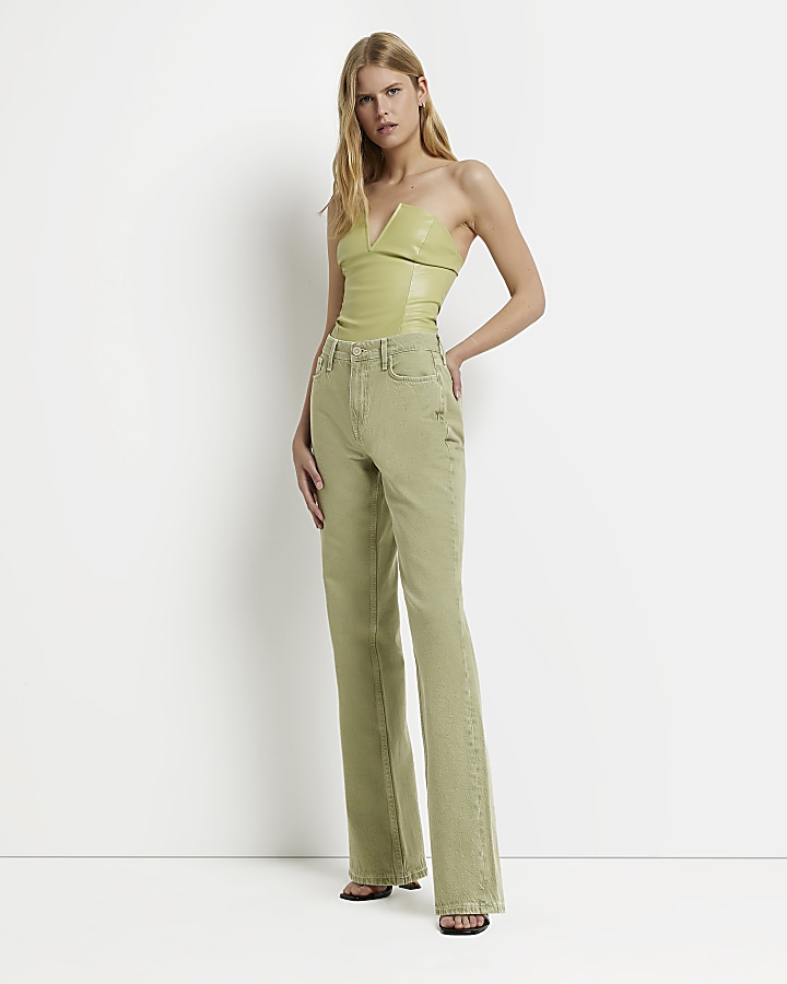 Green hot sale straight jeans